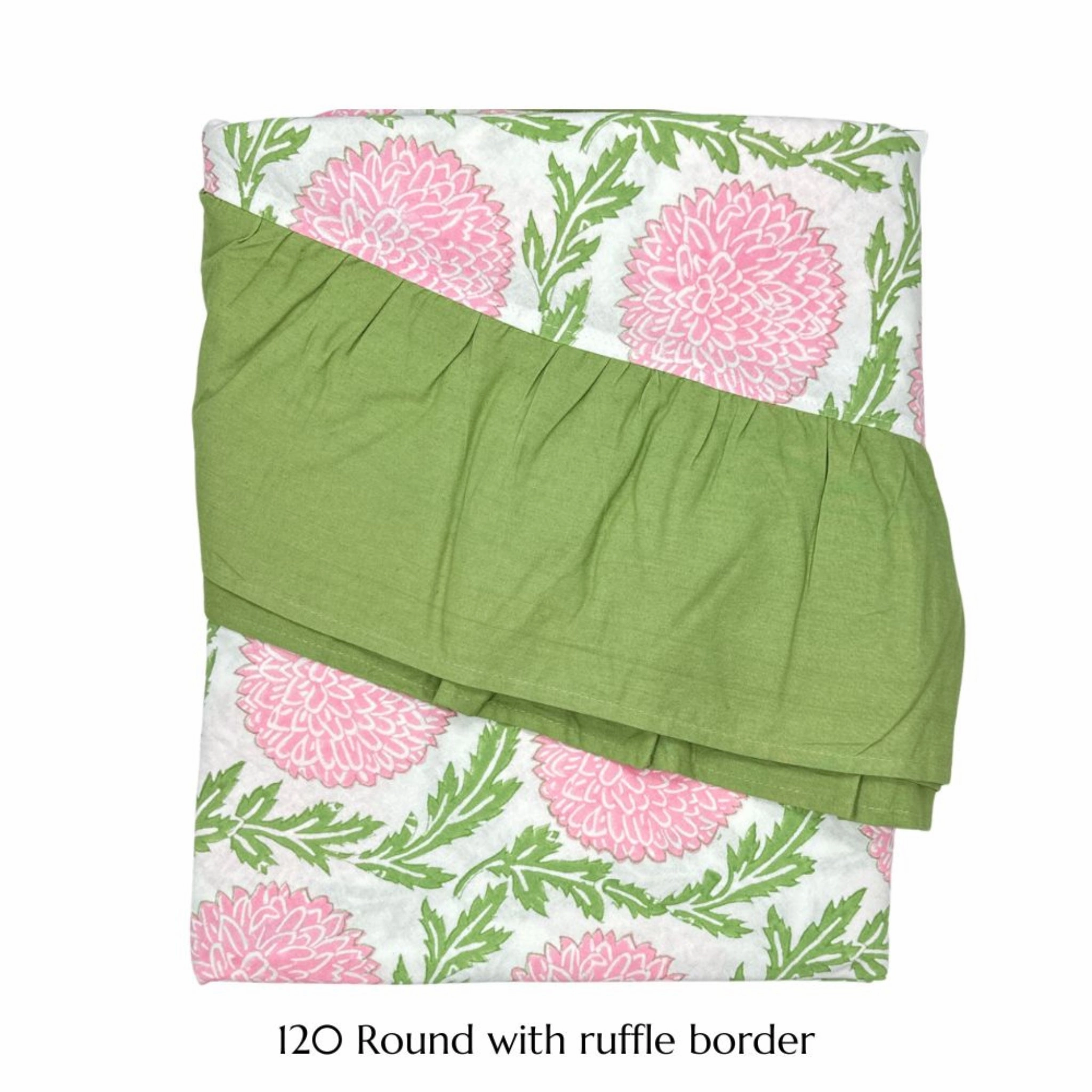 Pink and Green Flowers & Vines Tablecloth