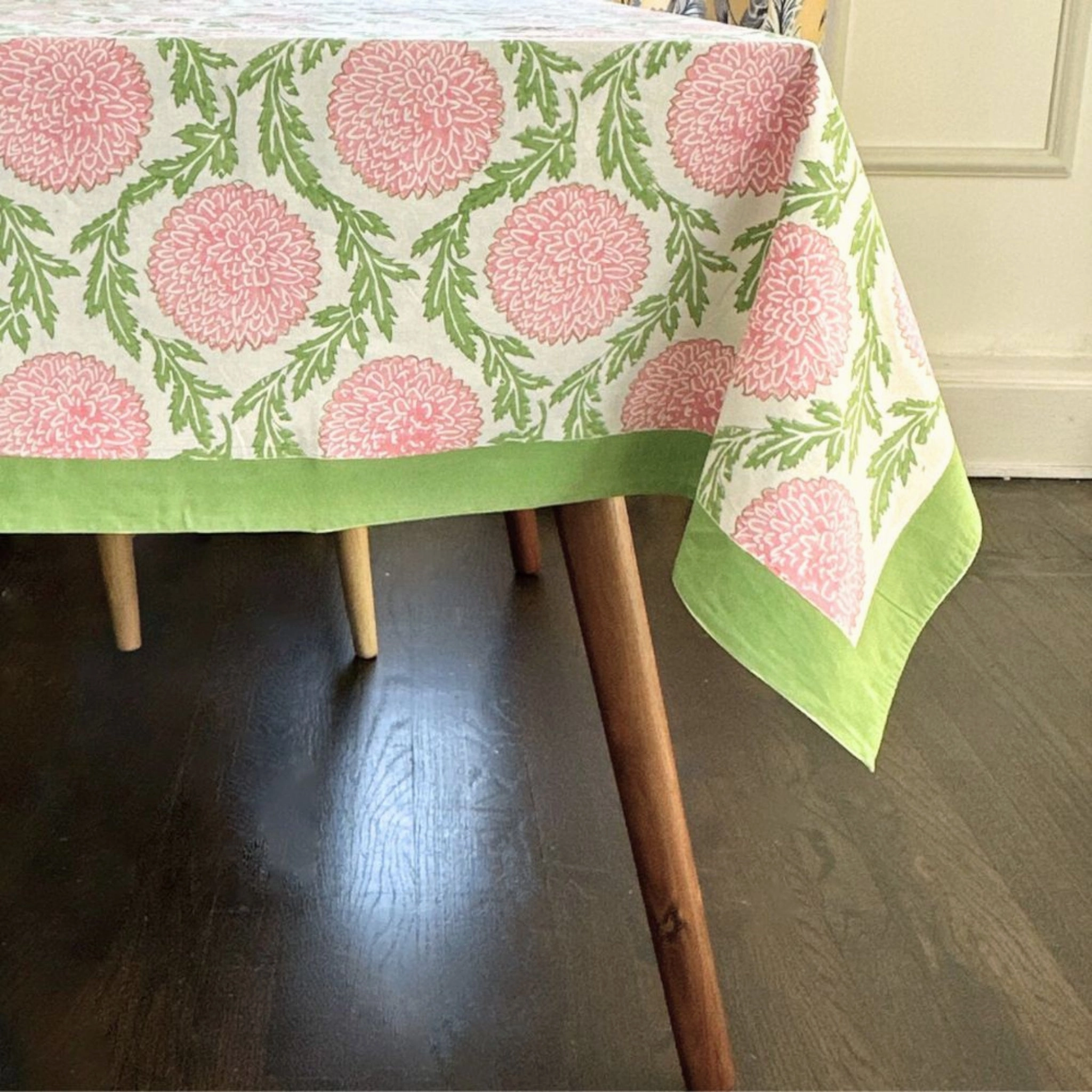 Pink and Green Flowers & Vines Tablecloth