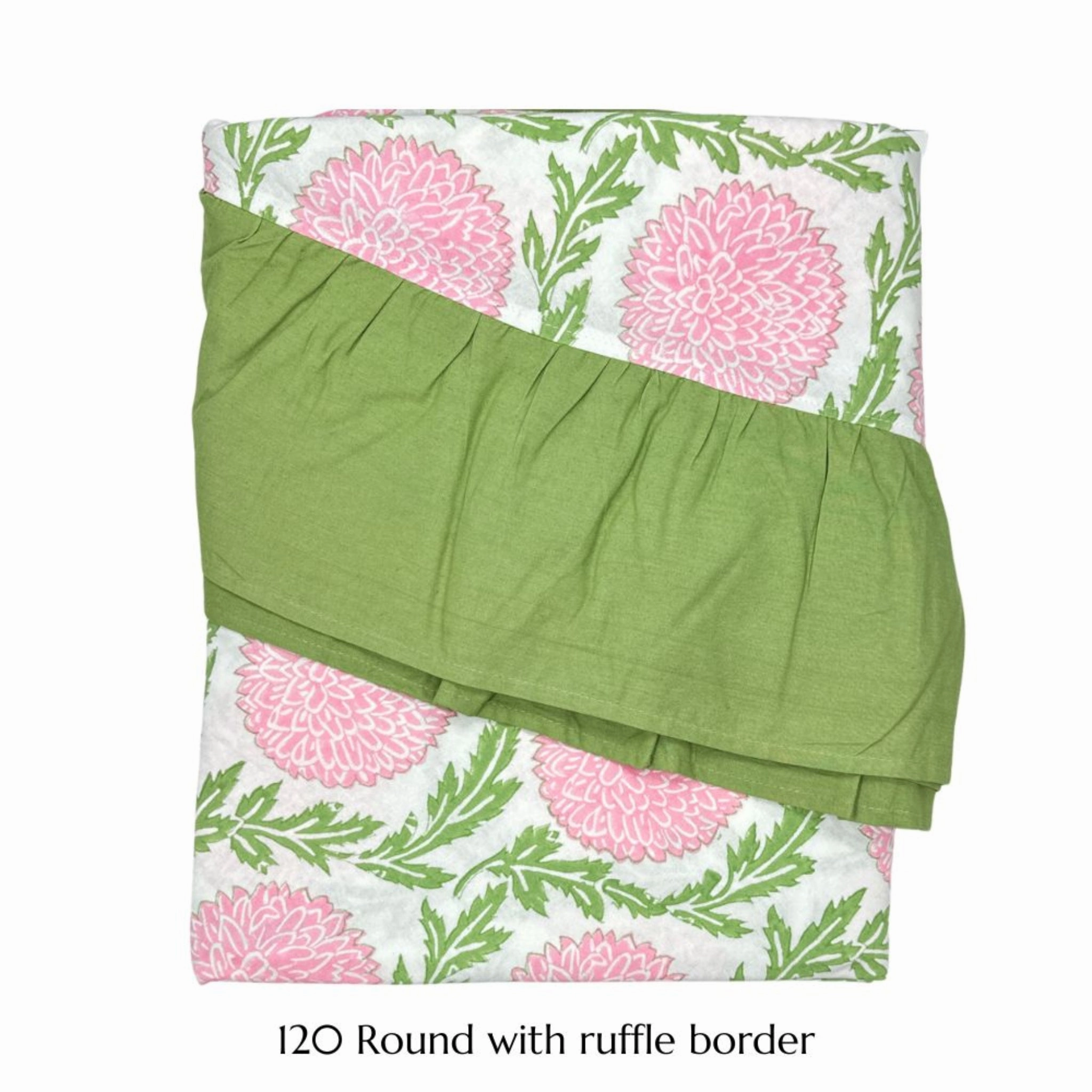 Pink and Green Flowers & Vines Tablecloth