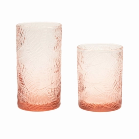 Pink Banana Leaf Pattern Hand Blown Glasses cute desktop display