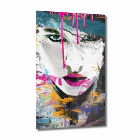 Pink Evil Look Neon on acrylic glass framed mural artwork