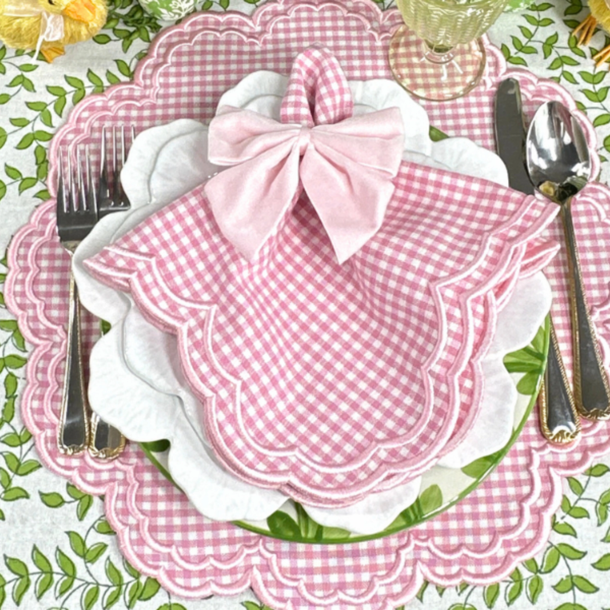 Pink Gingham Bettina Napkin, Set of 4
