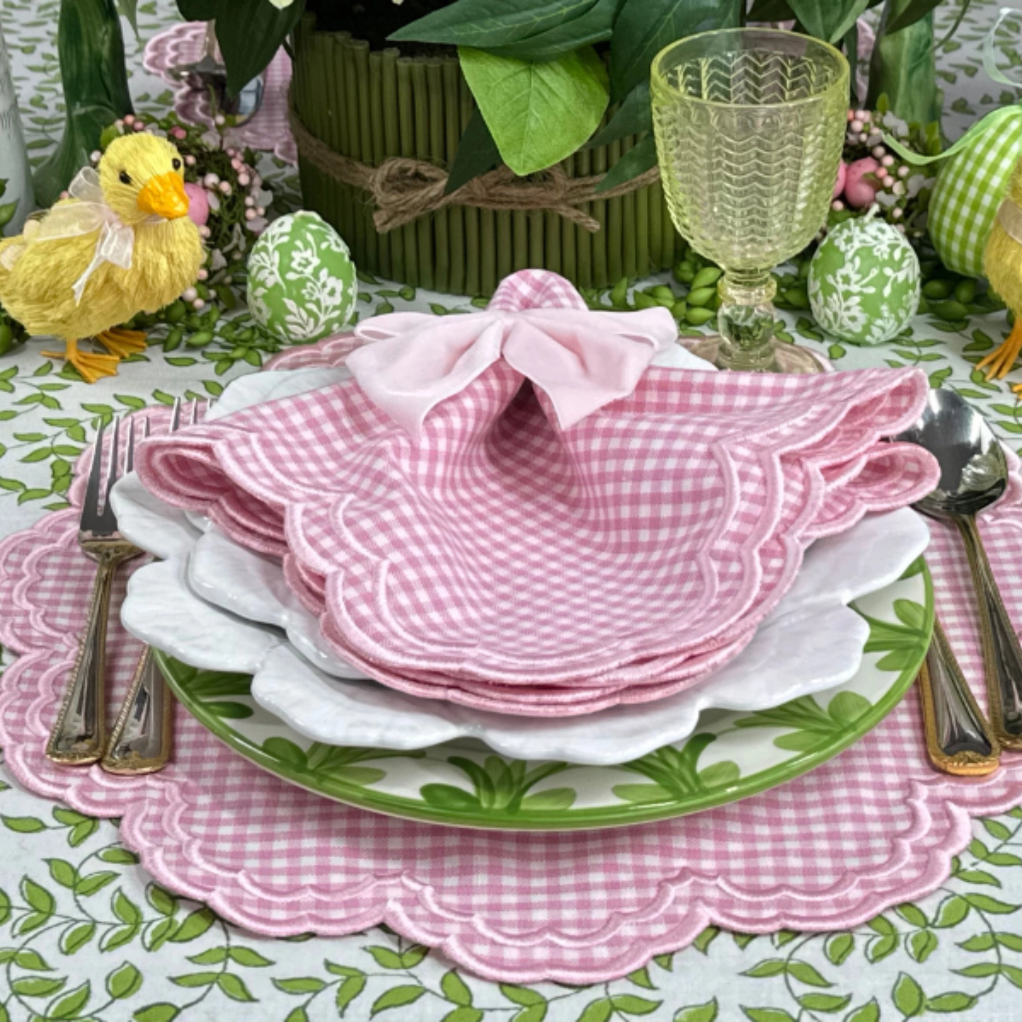 Pink Gingham Bettina Napkin, Set of 4
