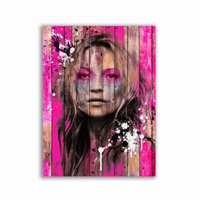 Pink Kate Moss by Frank Amoruso framed mural artwork