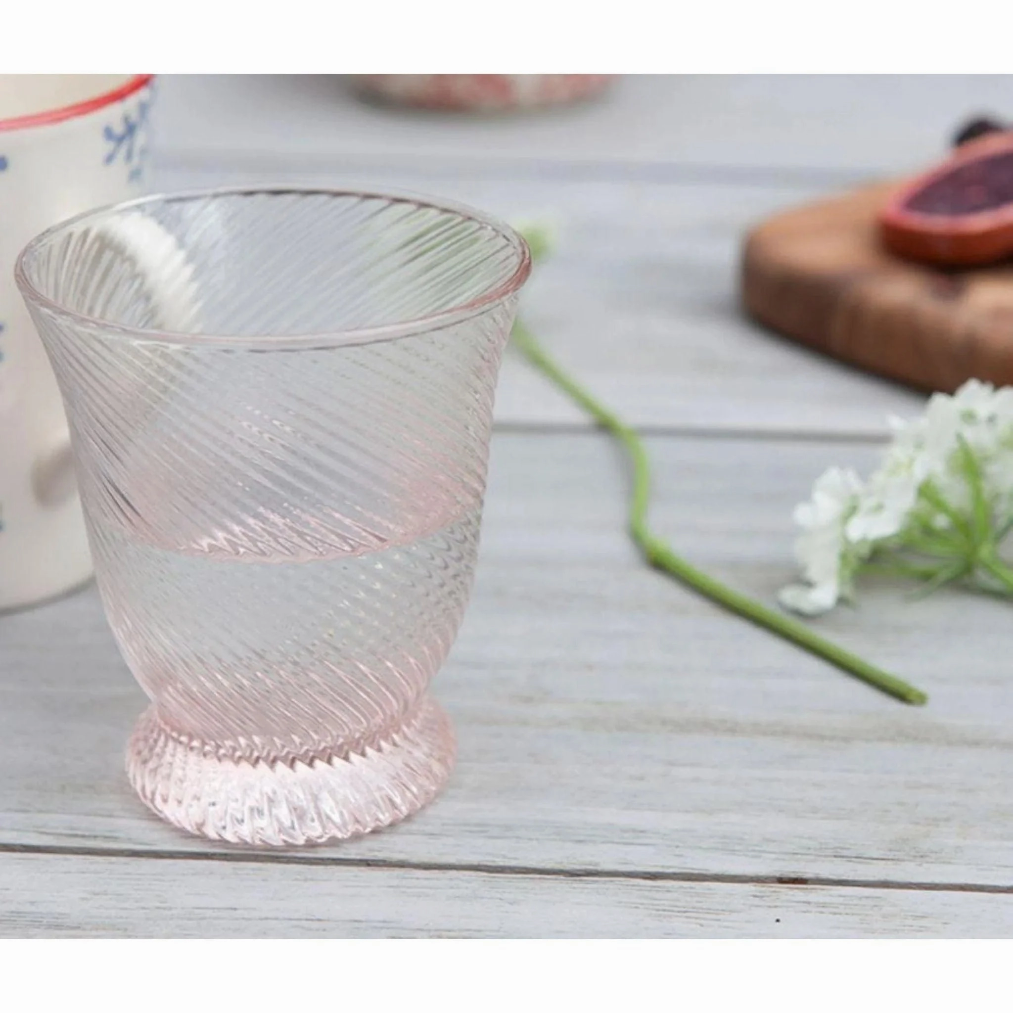 Pink Twisted Bell Shaped Blown Glass Tumbler