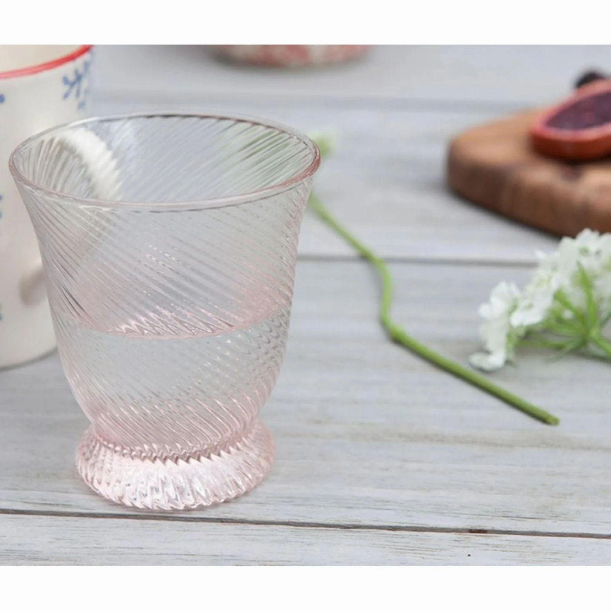 Pink Twisted Bell Shaped Blown Glass Tumbler