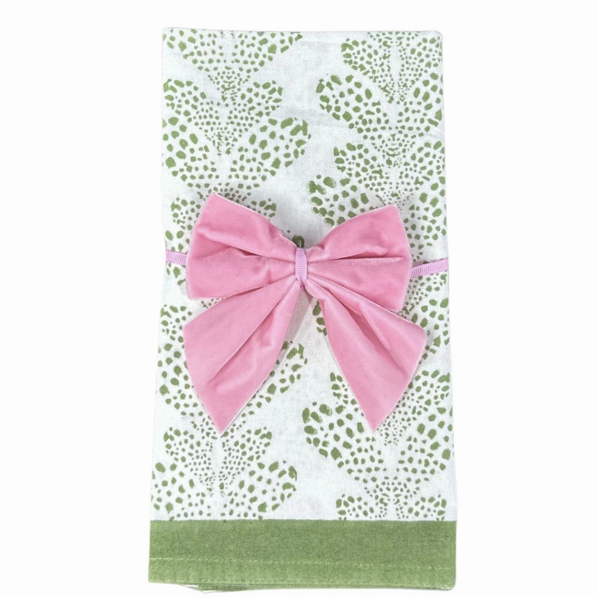 Pink Velvet Bow Napkin Ties, Set of 4