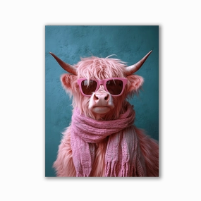 Pinky Highland Cow by Frank Daske framed mural artwork