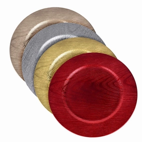 Plastic Round Charger Plate Wood Grain, 13-Inch, 1-Count wooden room decoration