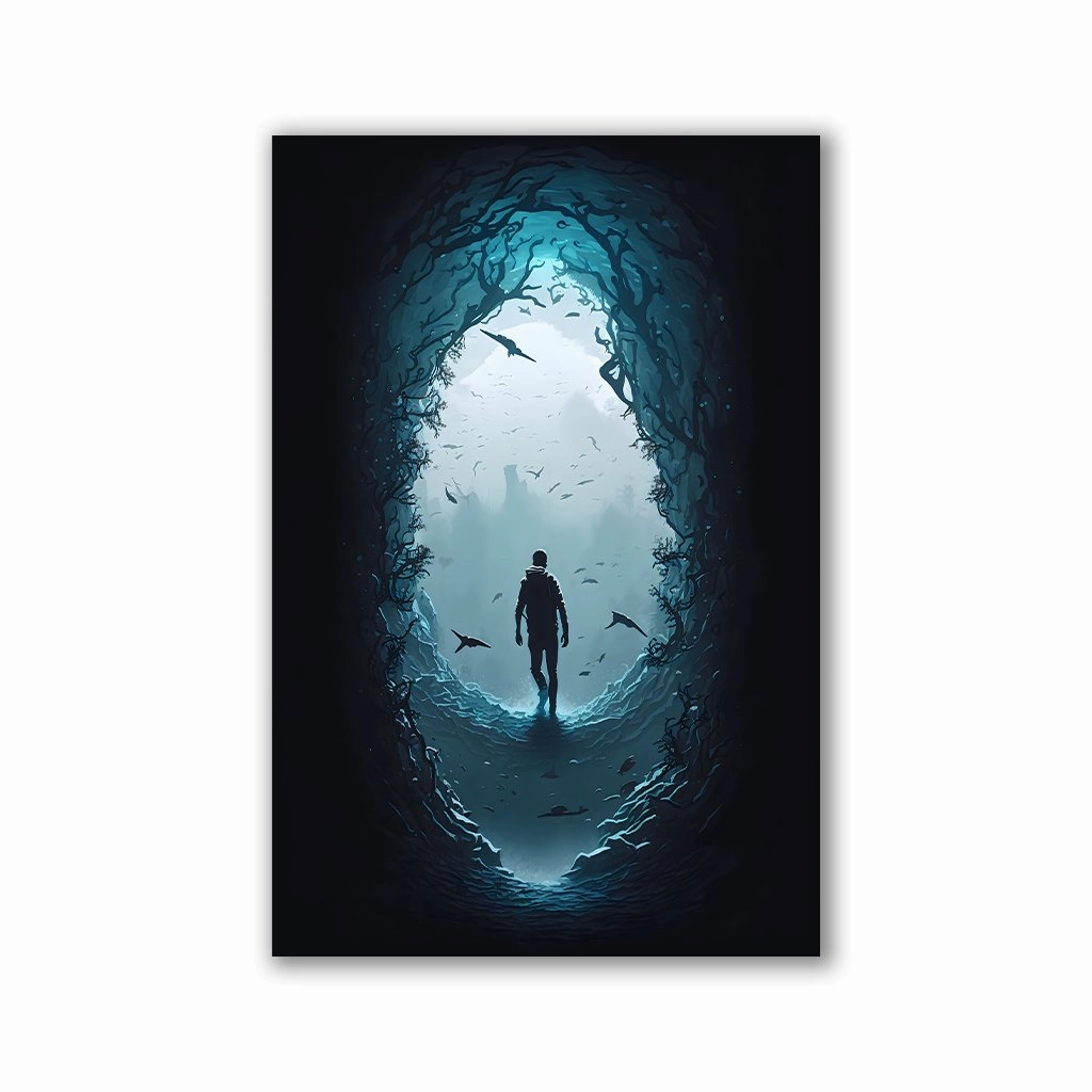 Plunge into Darkness framed mural artwork