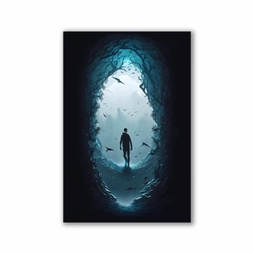 Plunge into Darkness framed mural artwork