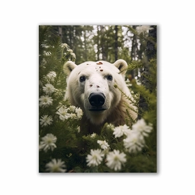 Polar Bear Flowers by Zenzdesign framed mural artwork