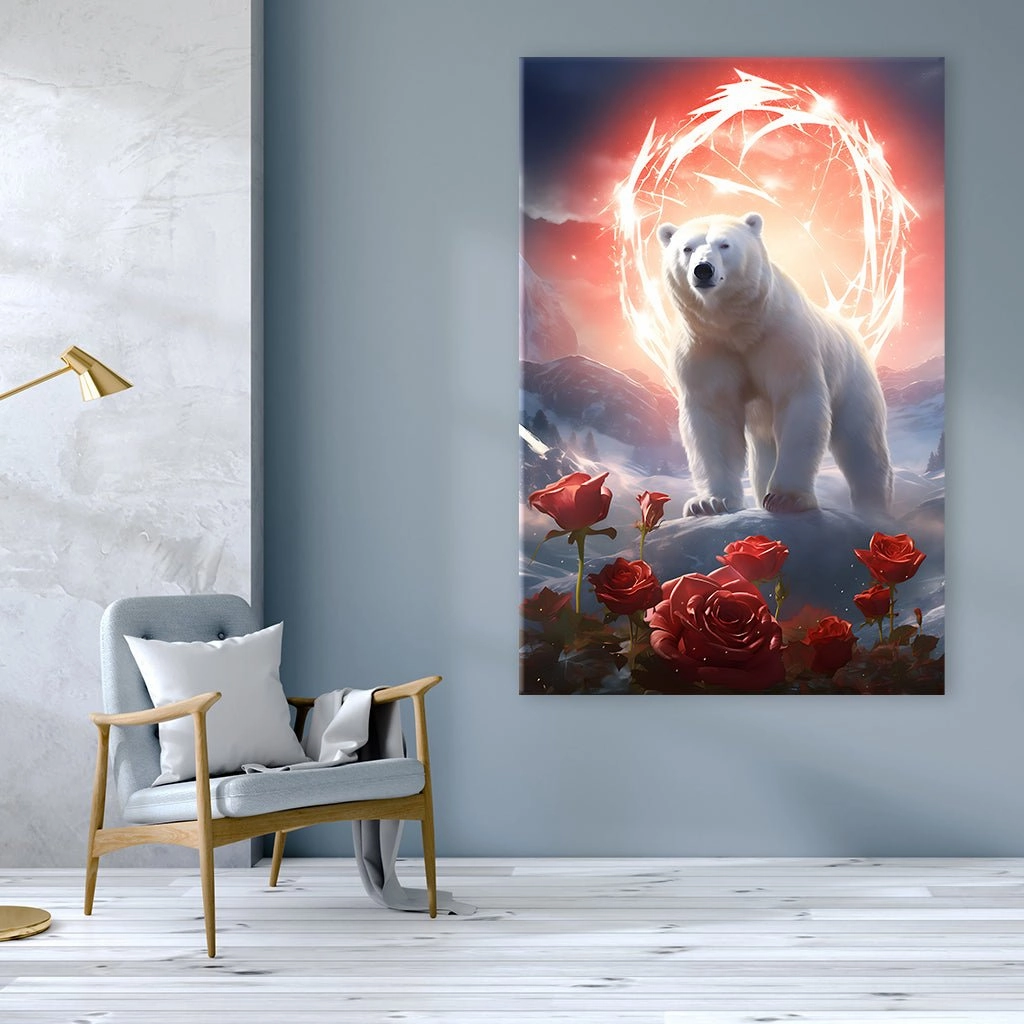 Polar bear in Roses by Markus Mikolai
