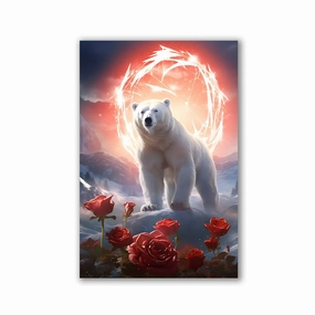 Polar bear in Roses by Markus Mikolai framed mural artwork