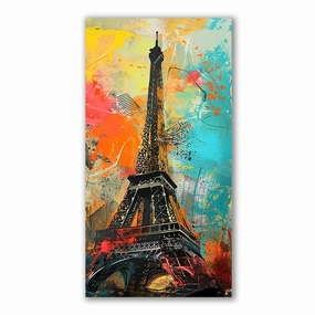 Pop Art Eiffel Tower by Catill framed mural artwork