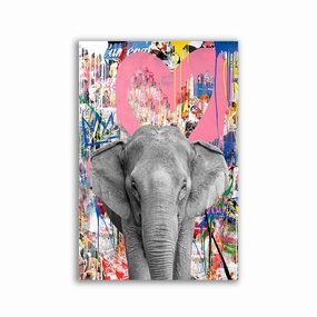 Pop Art Elephant Pink framed mural artwork