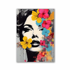 Popart Flowerwoman by Rosa Piazza framed mural artwork