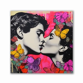 Popart Kiss by Rosa Piazza framed mural artwork