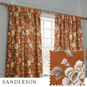 Porcelain Garden Printed Chenille Pencil Pleat Curtains Rust modern fashion rug  