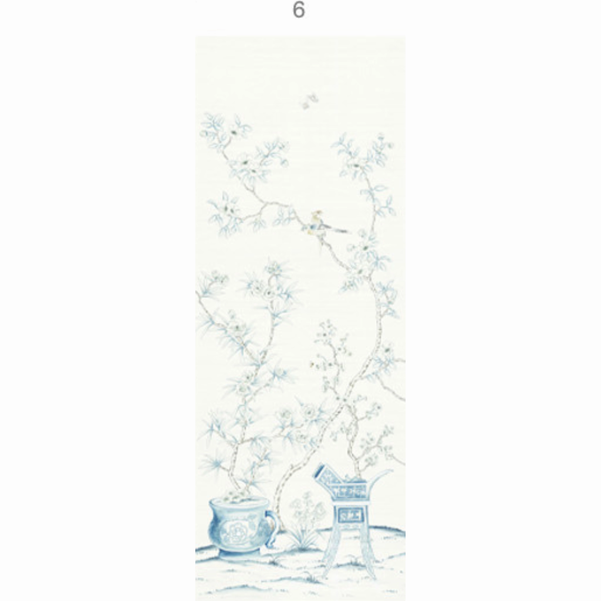 Porcelains White Chinoiserie Mural Wallpaper Panels