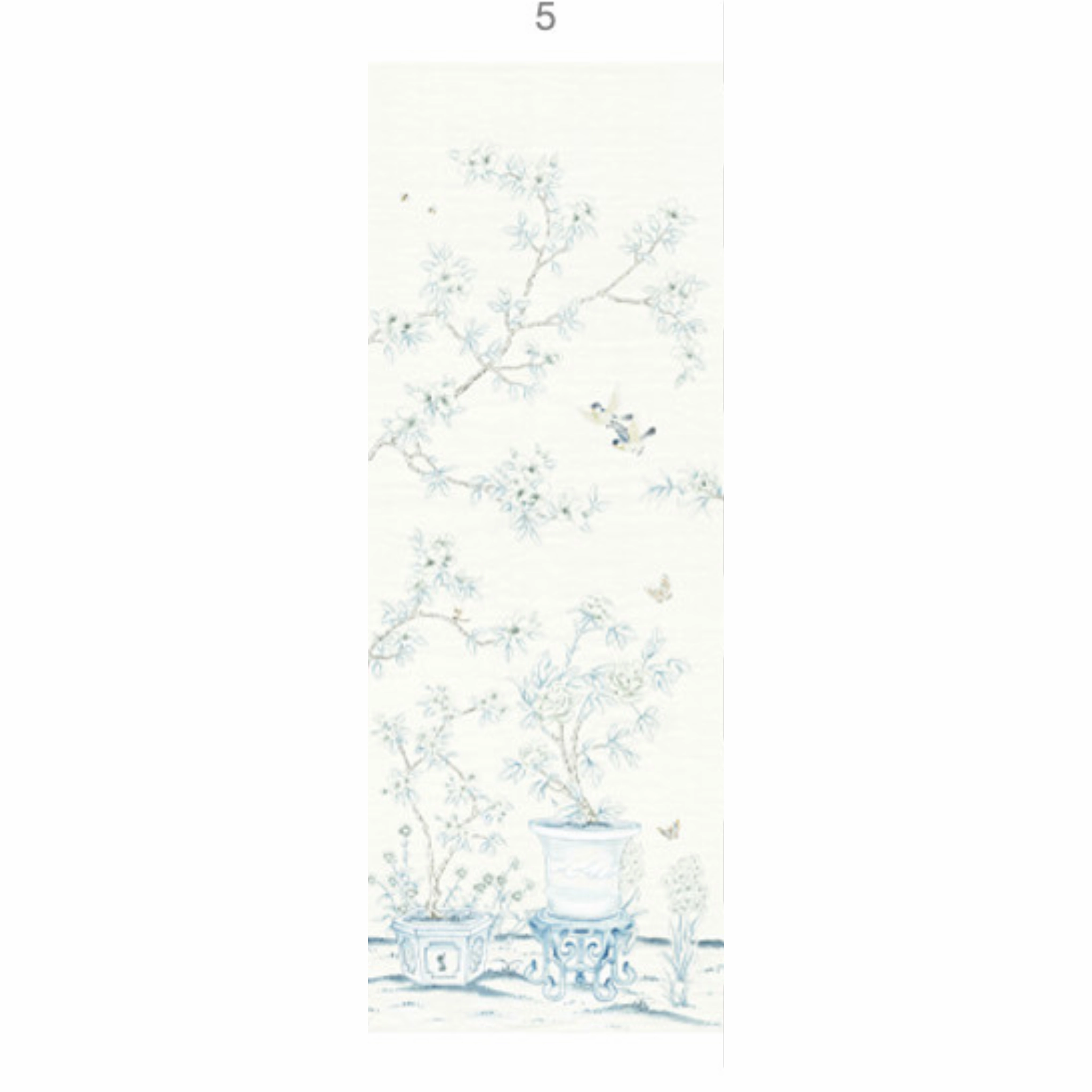 Porcelains White Chinoiserie Mural Wallpaper Panels