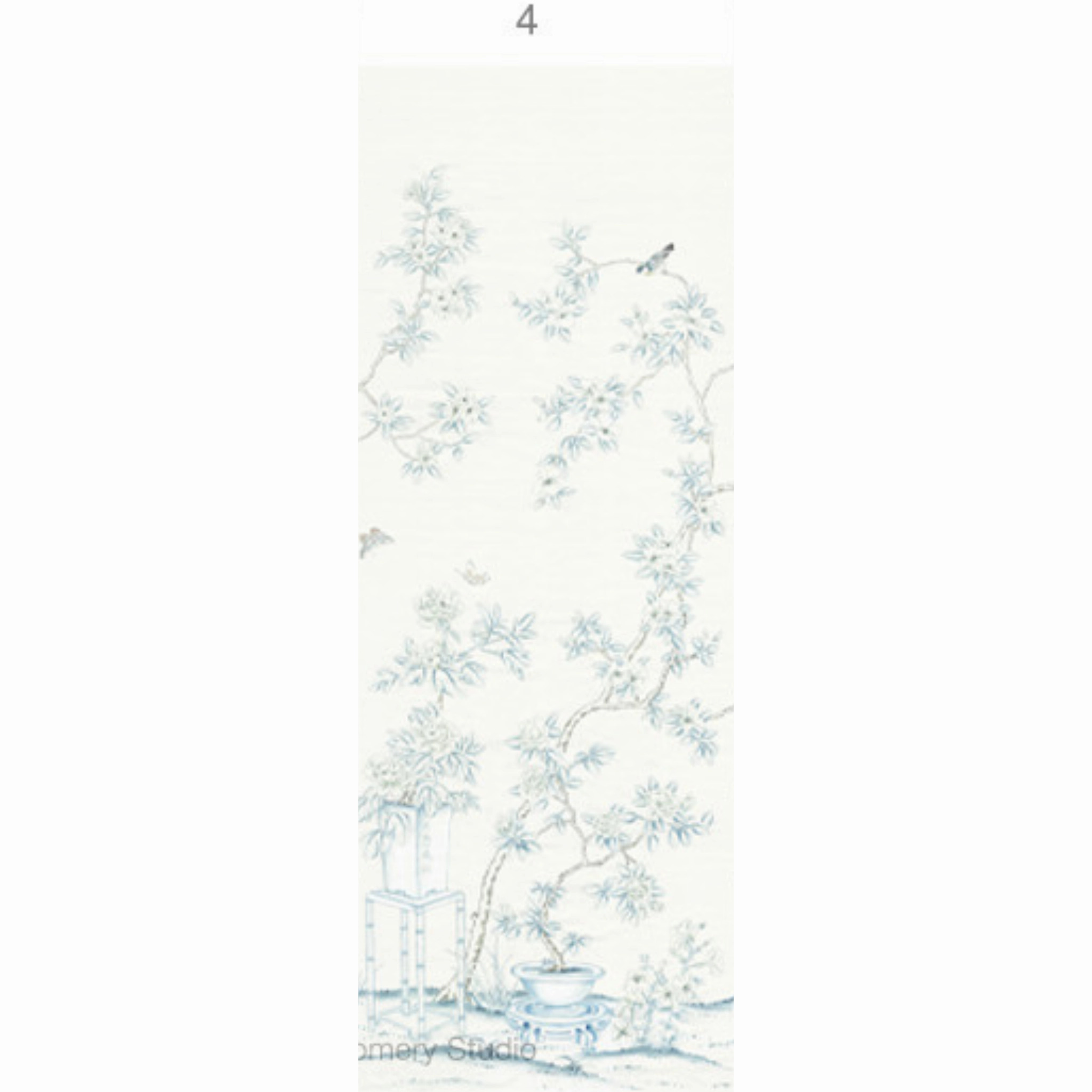 Porcelains White Chinoiserie Mural Wallpaper Panels
