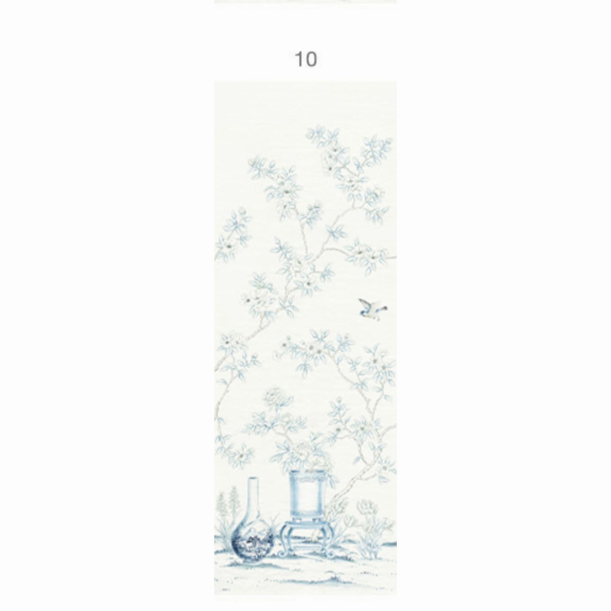 Porcelains White Chinoiserie Mural Wallpaper Panels