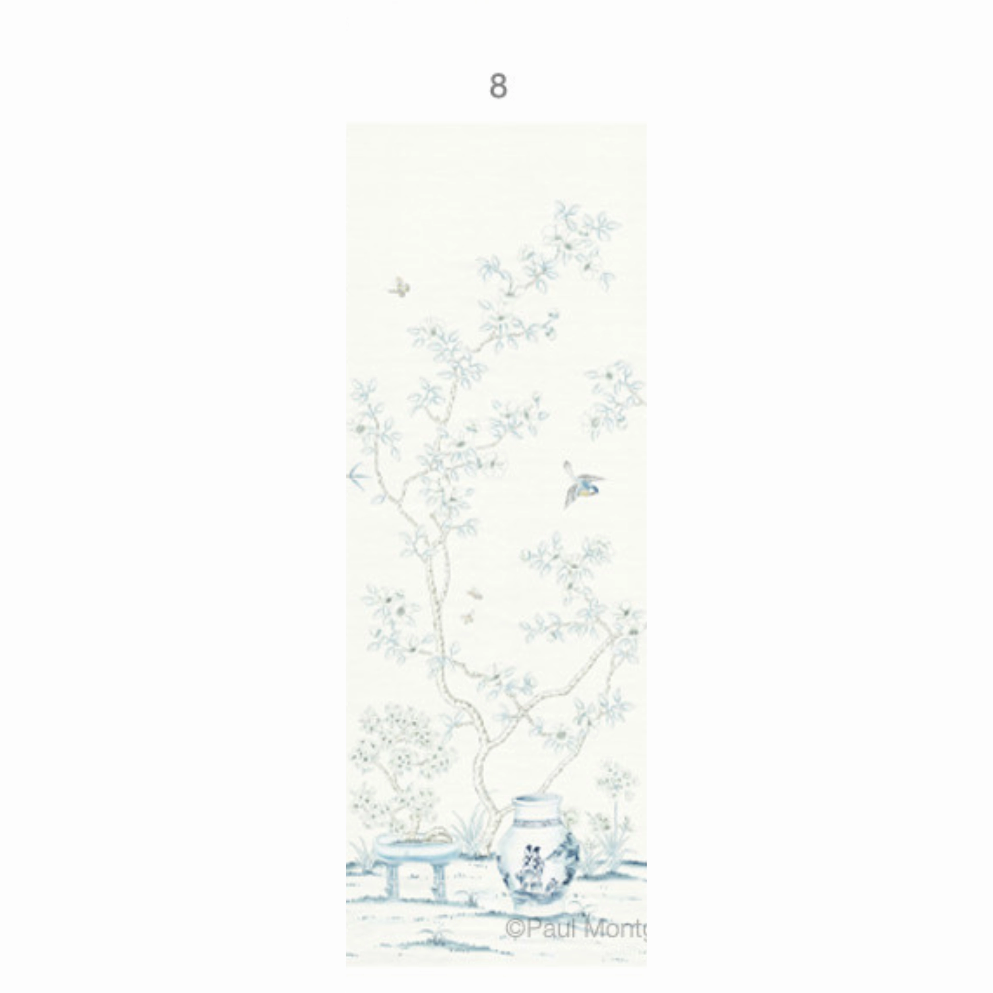 Porcelains White Chinoiserie Mural Wallpaper Panels
