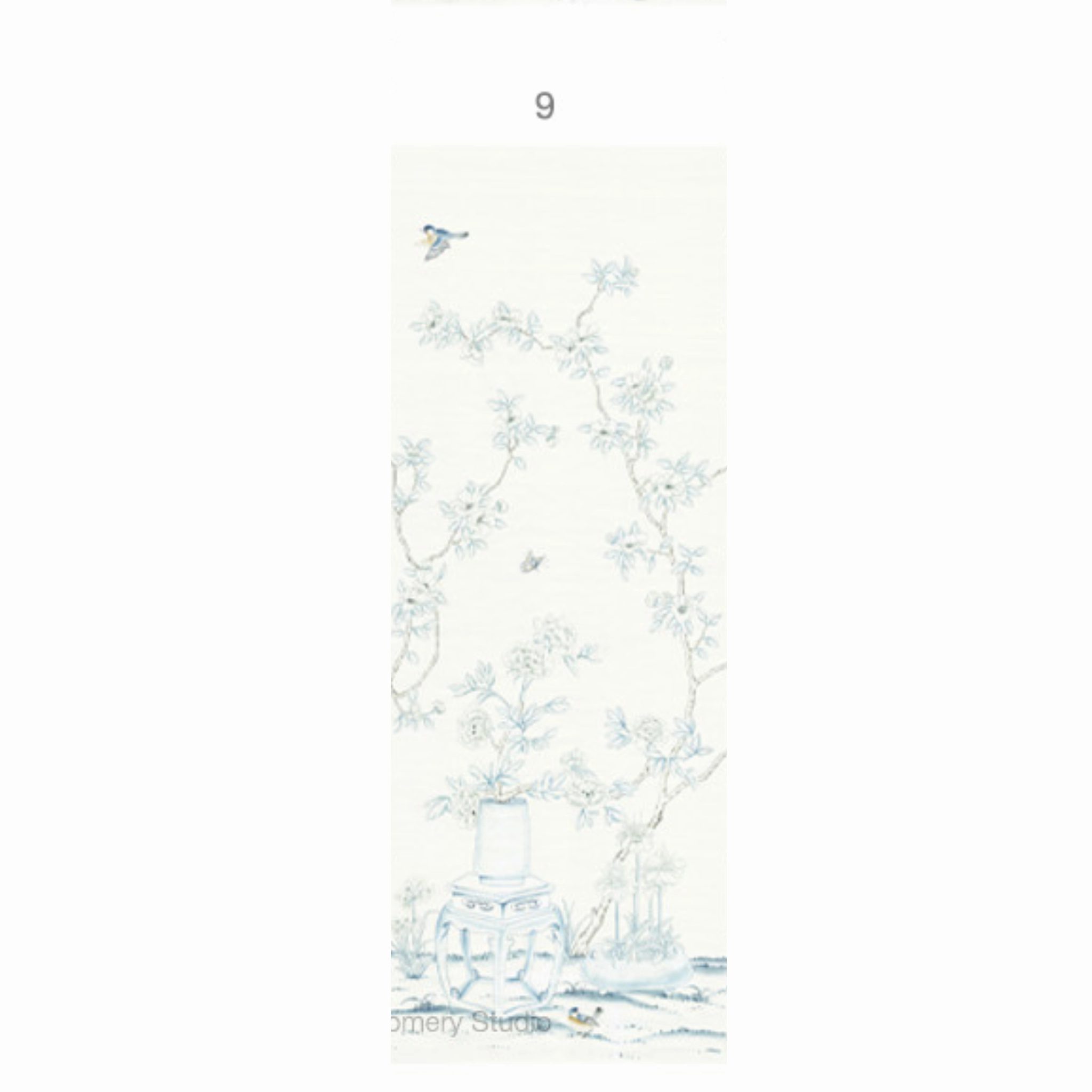 Porcelains White Chinoiserie Mural Wallpaper Panels