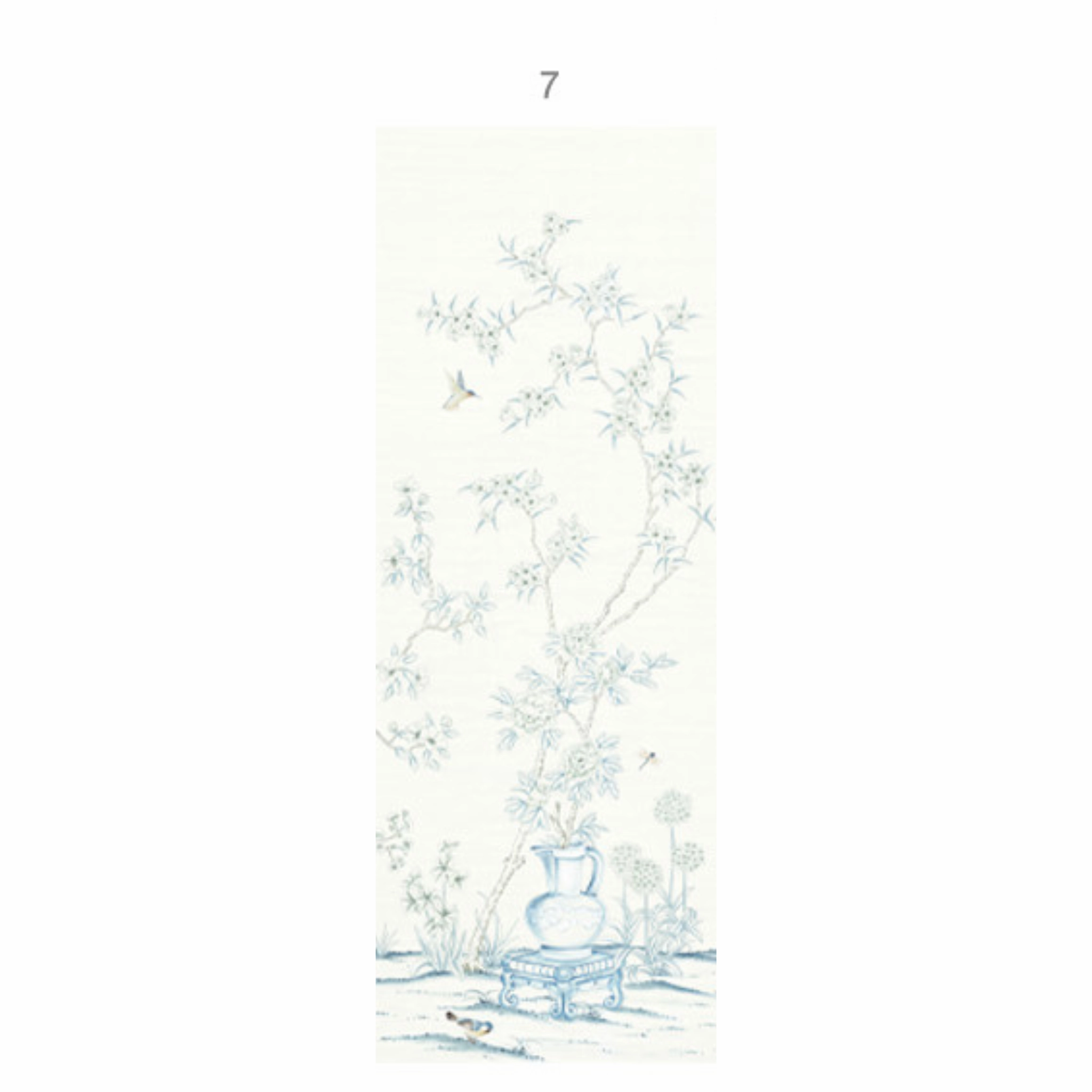 Porcelains White Chinoiserie Mural Wallpaper Panels
