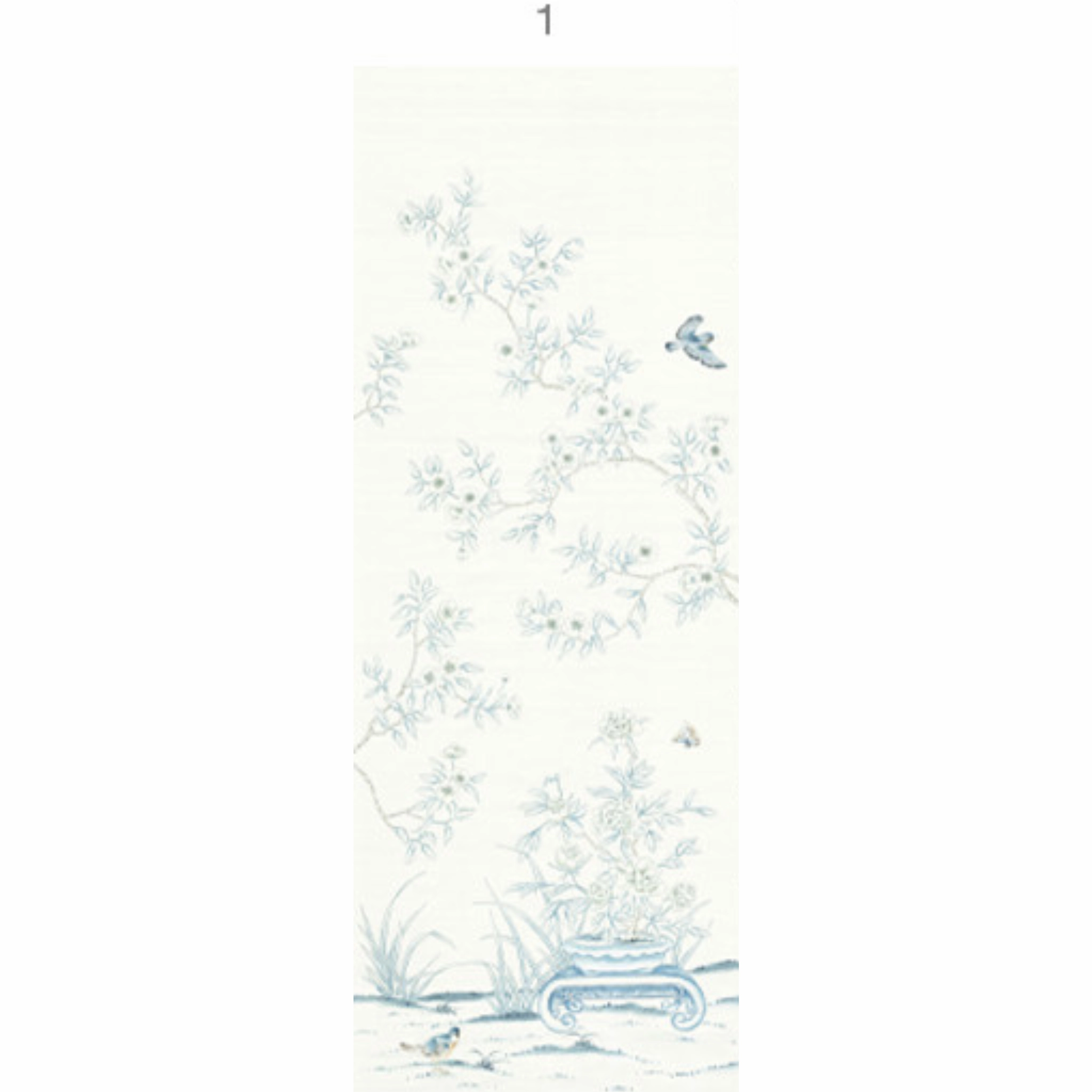 Porcelains White Chinoiserie Mural Wallpaper Panels