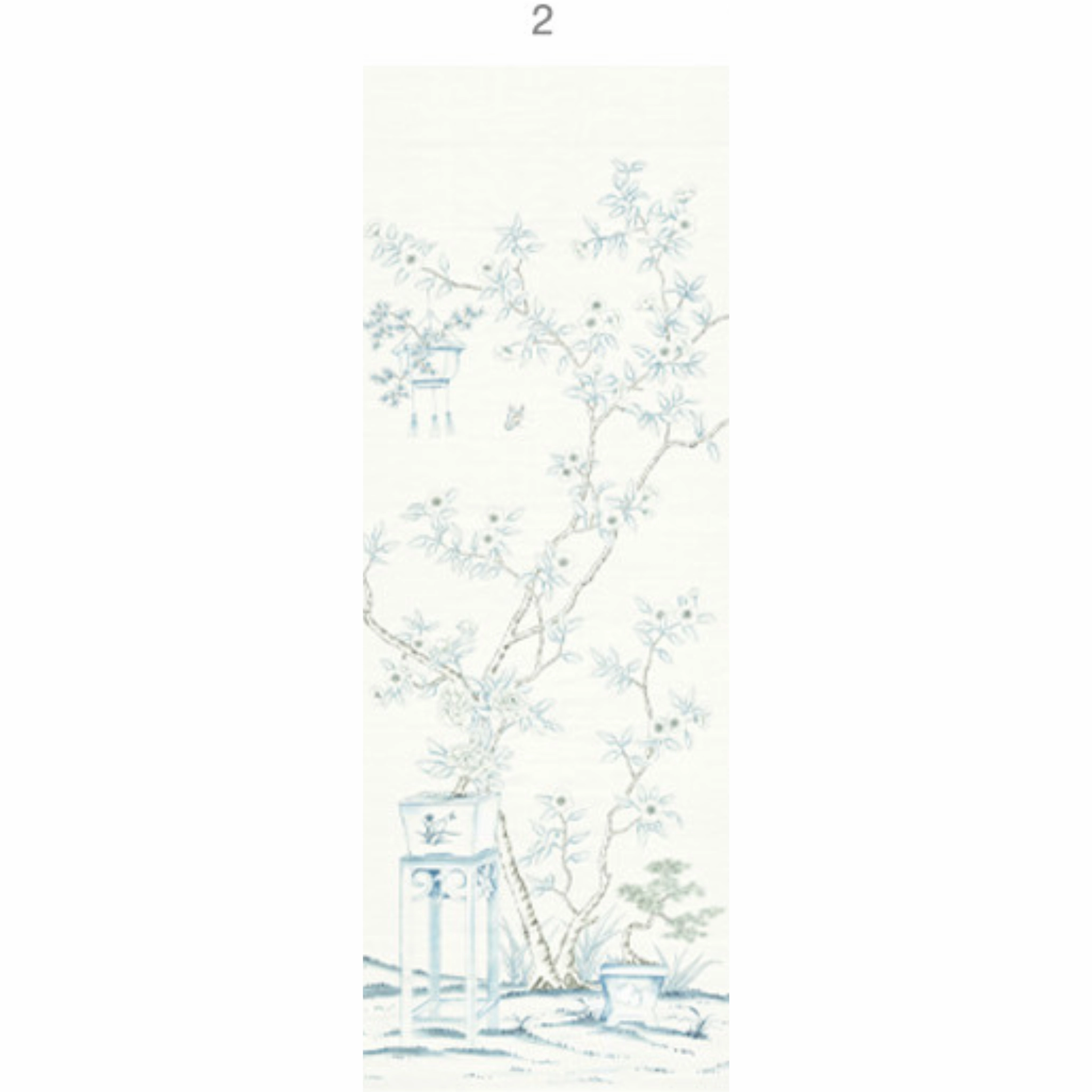 Porcelains White Chinoiserie Mural Wallpaper Panels