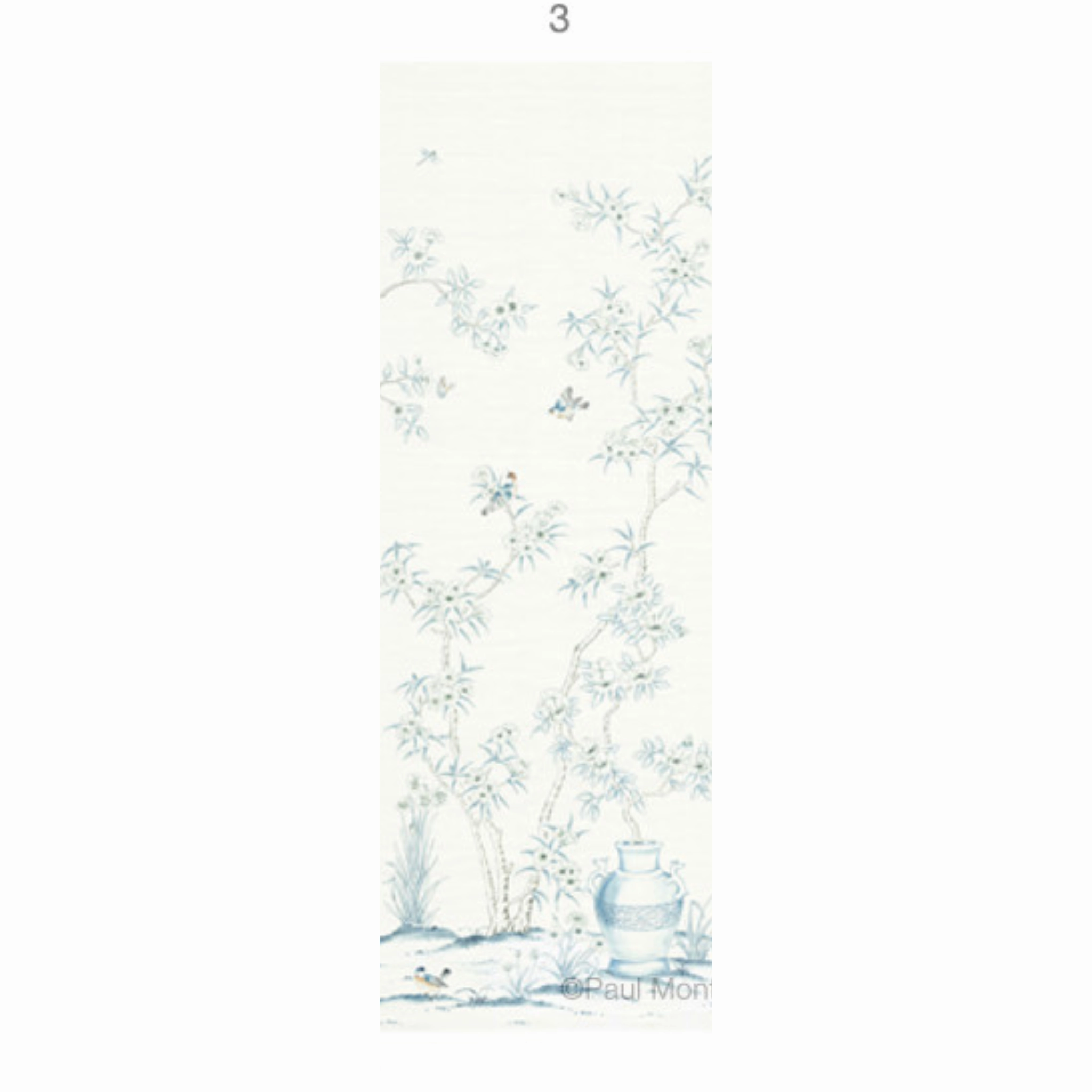 Porcelains White Chinoiserie Mural Wallpaper Panels