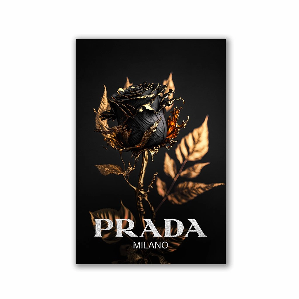 Prada Black Rose by Adrian Vieriu framed mural artwork
