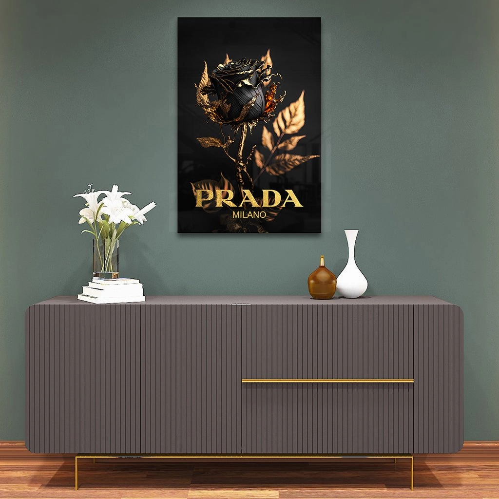 Prada Black Rose by Adrian Vieriu Gold on Acrylic