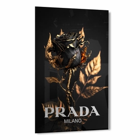 Prada Black Rose by Adrian Vieriu Silver on Acrylic framed mural artwork