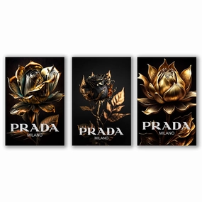 Prada Flowers - Triptych by Adrian Vieriu framed mural artwork