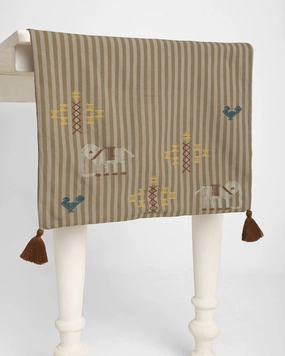Preetha Extra Weft Cotton Table Runner ceramic table ornament