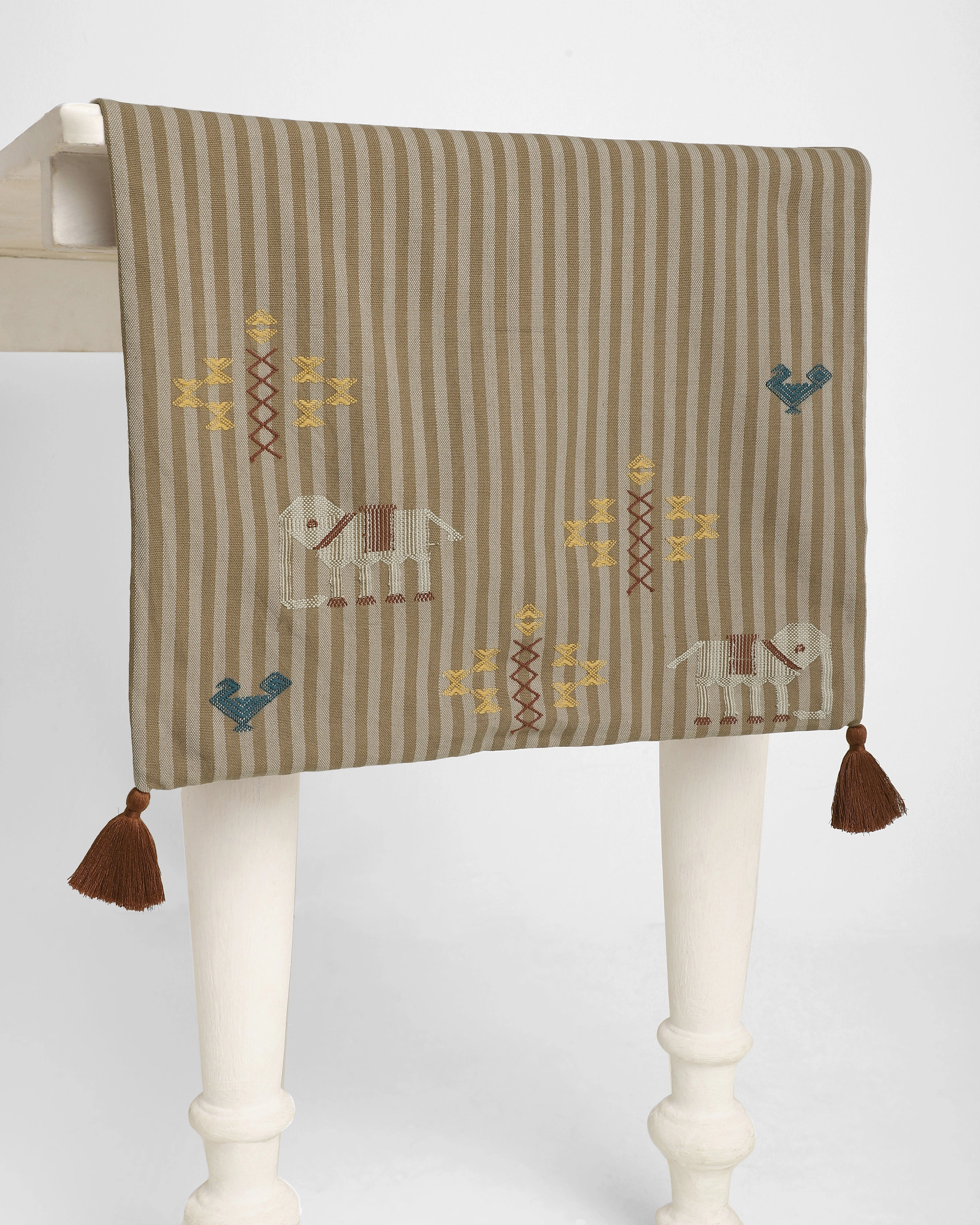 Preetha Extra Weft Cotton Table Runner ceramic table ornament