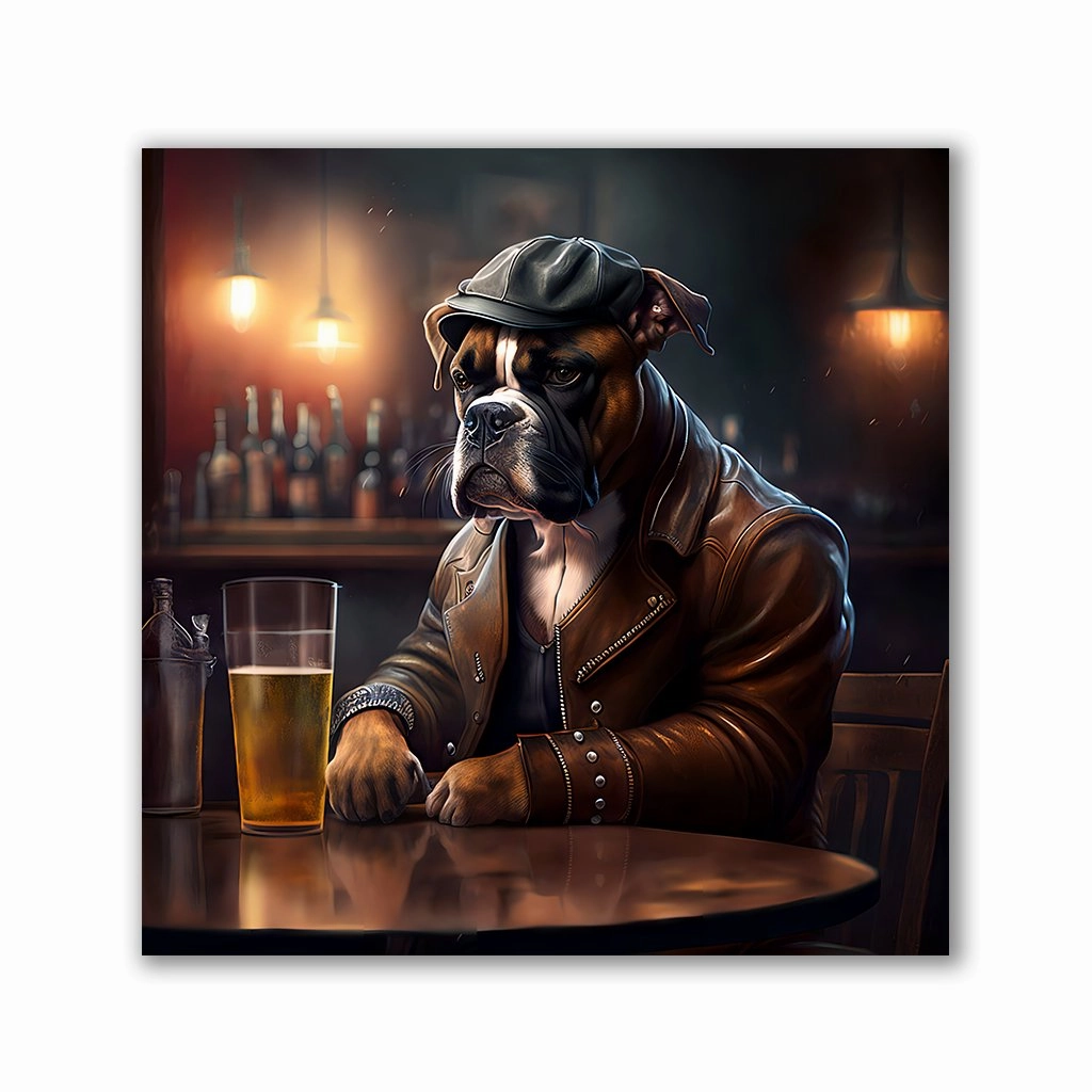 Pub Pups - Boxer by Natale Palazzo framed mural artwork