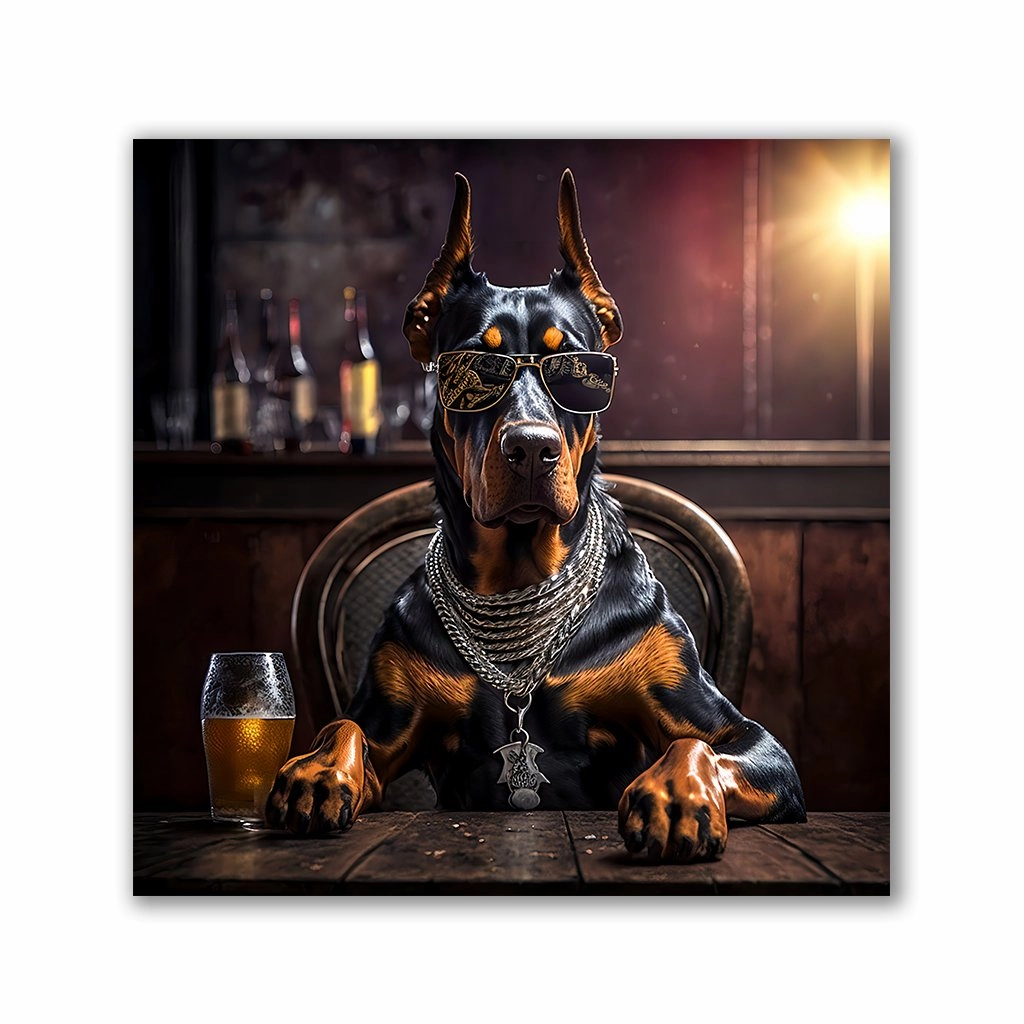 Pub Pups - Doberman by Natale Palazzo framed mural artwork