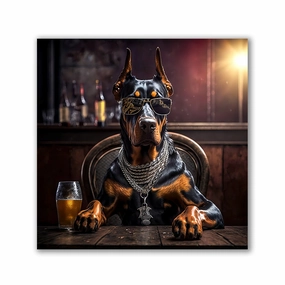 Pub Pups - Doberman by Natale Palazzo framed mural artwork