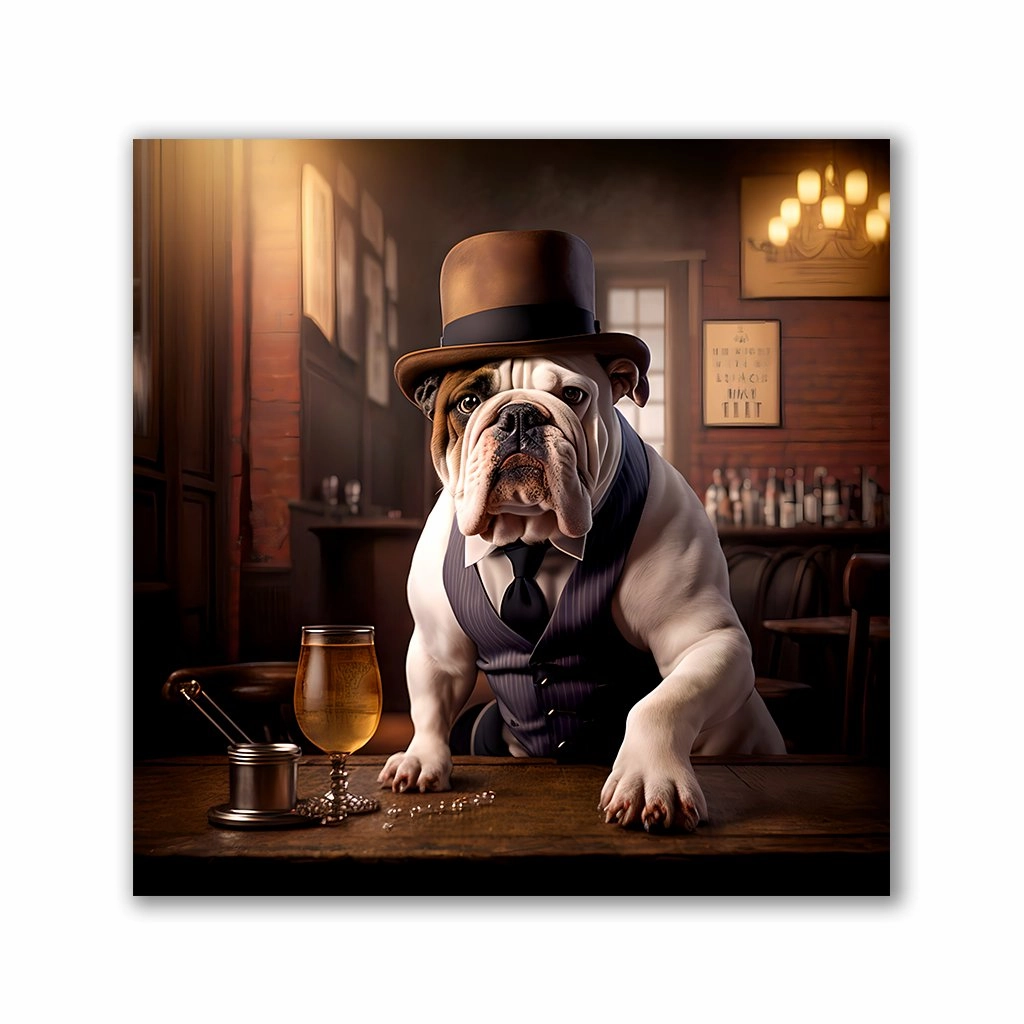Pub Pups - English Bulldog by Natale Palazzo framed mural artwork