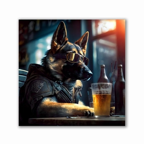 Pub Pups - German Shephard by Natale Palazzo framed mural artwork