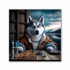Pub Pups - Husky by Natale Palazzo framed mural artwork