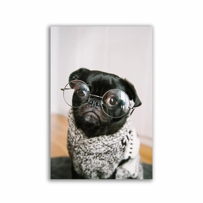 Pug glasses framed mural artwork