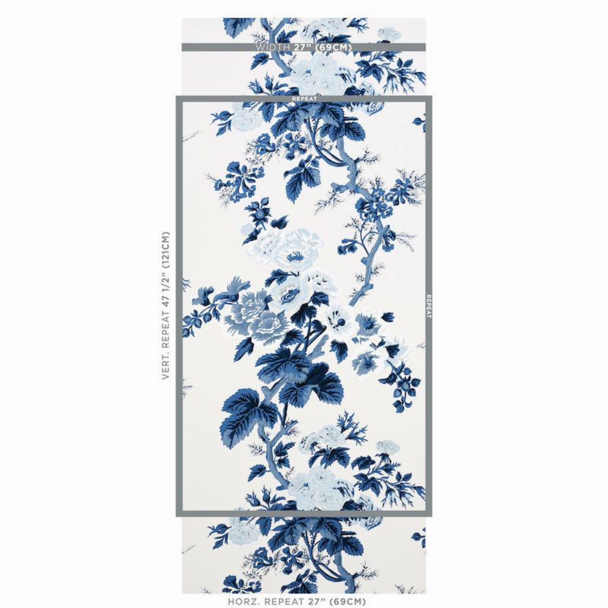 Pyne Hollyhock Wallpaper in Indigo