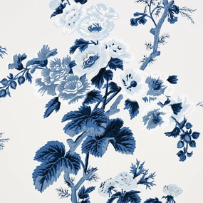 Pyne Hollyhock Wallpaper in Indigo paper wall covering