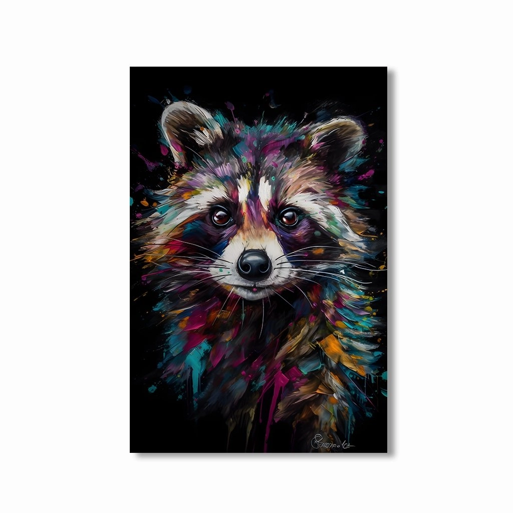Raccoon Art by Juliano de Araujo framed mural artwork