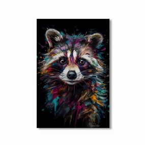Raccoon Art by Juliano de Araujo framed mural artwork